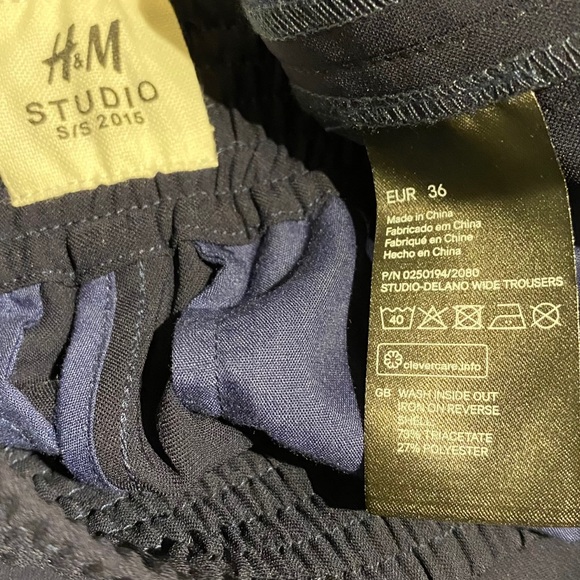 H&M Studio Trouser blue with Black Stripe and elastic waist Size 6 - Picture 8 of 8